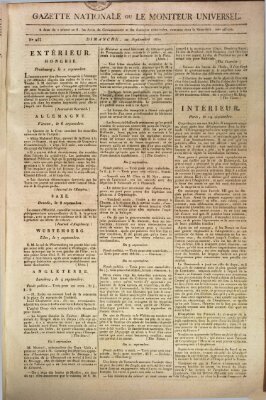 Gazette nationale, ou le moniteur universel (Le moniteur universel) Sonntag 20. September 1807