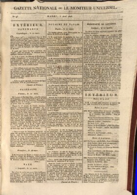 Gazette nationale, ou le moniteur universel (Le moniteur universel) Dienstag 5. April 1808