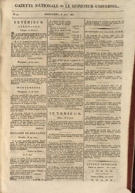 Gazette nationale, ou le moniteur universel (Le moniteur universel) Mittwoch 6. April 1808