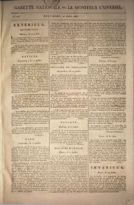 Gazette nationale, ou le moniteur universel (Le moniteur universel) Mittwoch 20. Juli 1808