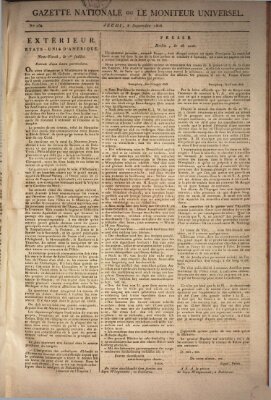 Gazette nationale, ou le moniteur universel (Le moniteur universel) Donnerstag 8. September 1808