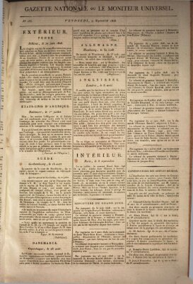 Gazette nationale, ou le moniteur universel (Le moniteur universel) Freitag 9. September 1808