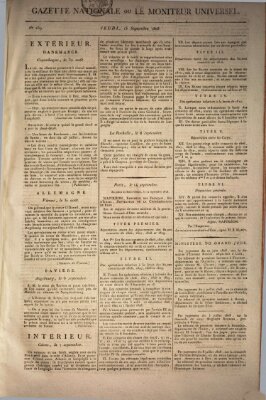 Gazette nationale, ou le moniteur universel (Le moniteur universel) Donnerstag 15. September 1808