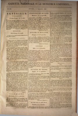 Gazette nationale, ou le moniteur universel (Le moniteur universel) Donnerstag 22. September 1808