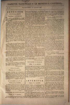 Gazette nationale, ou le moniteur universel (Le moniteur universel) Freitag 23. September 1808