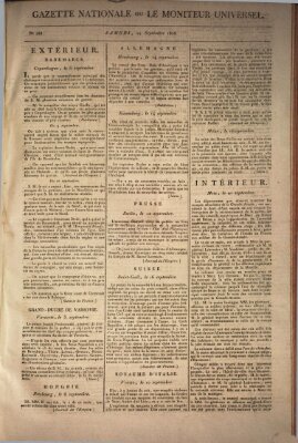 Gazette nationale, ou le moniteur universel (Le moniteur universel) Samstag 24. September 1808