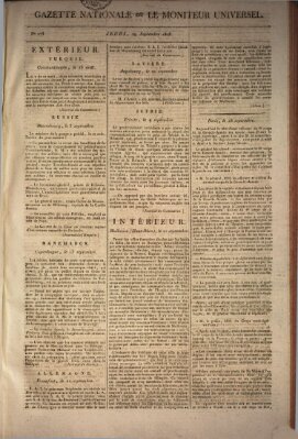 Gazette nationale, ou le moniteur universel (Le moniteur universel) Donnerstag 29. September 1808