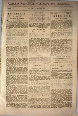 Gazette nationale, ou le moniteur universel (Le moniteur universel) Donnerstag 3. November 1808