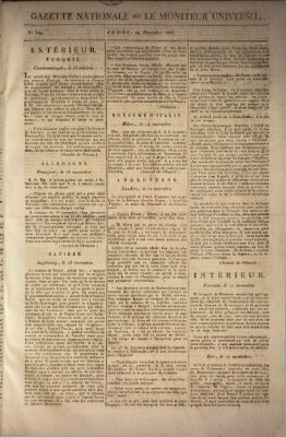 Gazette nationale, ou le moniteur universel (Le moniteur universel) Donnerstag 24. November 1808