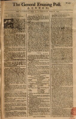 The general evening post Samstag 15. Oktober 1757