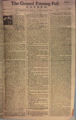 The general evening post Samstag 21. Oktober 1758