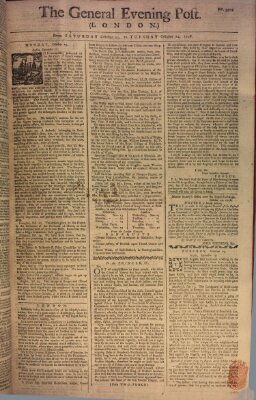 The general evening post Samstag 21. Oktober 1758