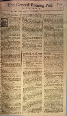 The general evening post Donnerstag 14. Februar 1760