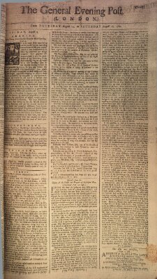 The general evening post Donnerstag 14. August 1760