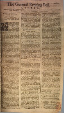 The general evening post Samstag 1. November 1760