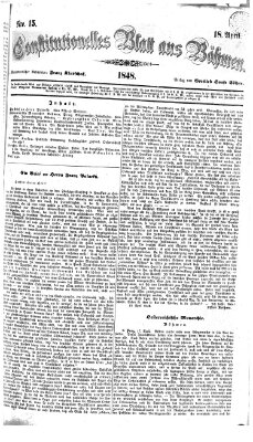 Constitutionelles Blatt aus Böhmen Dienstag 18. April 1848