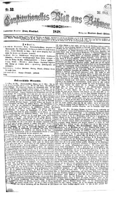 Constitutionelles Blatt aus Böhmen Mittwoch 31. Mai 1848