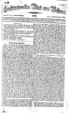 Constitutionelles Blatt aus Böhmen Donnerstag 1. Juni 1848