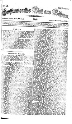 Constitutionelles Blatt aus Böhmen Samstag 30. September 1848