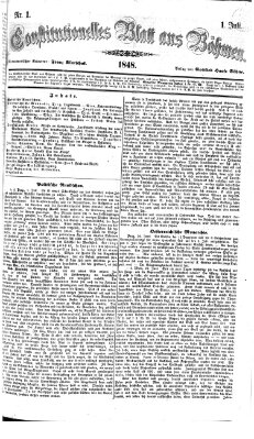 Constitutionelles Blatt aus Böhmen Samstag 1. Juli 1848