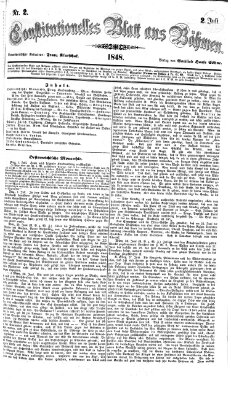 Constitutionelles Blatt aus Böhmen Sonntag 2. Juli 1848