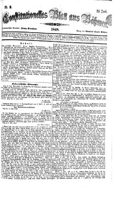 Constitutionelles Blatt aus Böhmen Dienstag 11. Juli 1848