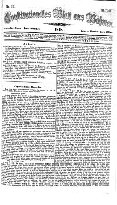 Constitutionelles Blatt aus Böhmen Sonntag 16. Juli 1848