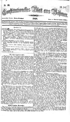 Constitutionelles Blatt aus Böhmen Mittwoch 19. Juli 1848