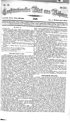 Constitutionelles Blatt aus Böhmen Samstag 22. Juli 1848