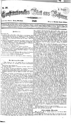 Constitutionelles Blatt aus Böhmen Mittwoch 2. August 1848