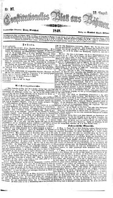 Constitutionelles Blatt aus Böhmen Samstag 12. August 1848