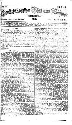 Constitutionelles Blatt aus Böhmen Donnerstag 24. August 1848