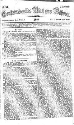 Constitutionelles Blatt aus Böhmen Donnerstag 7. September 1848