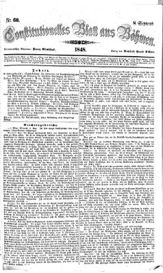 Constitutionelles Blatt aus Böhmen Freitag 8. September 1848