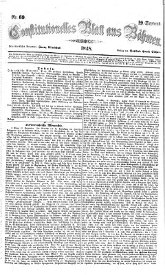 Constitutionelles Blatt aus Böhmen Dienstag 19. September 1848