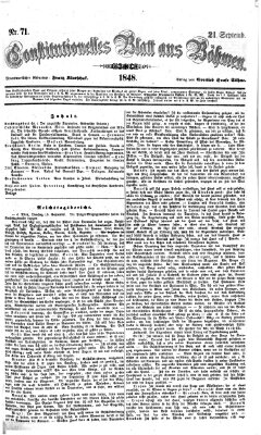 Constitutionelles Blatt aus Böhmen Donnerstag 21. September 1848