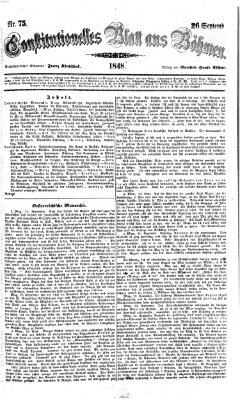 Constitutionelles Blatt aus Böhmen Dienstag 26. September 1848