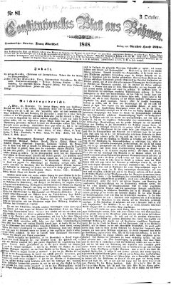 Constitutionelles Blatt aus Böhmen Dienstag 3. Oktober 1848