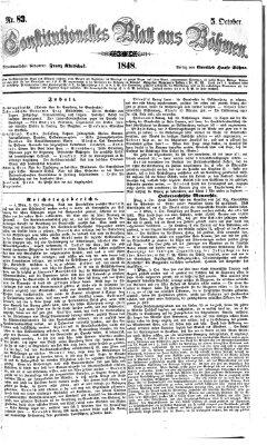 Constitutionelles Blatt aus Böhmen Donnerstag 5. Oktober 1848