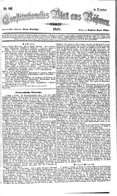 Constitutionelles Blatt aus Böhmen Sonntag 8. Oktober 1848