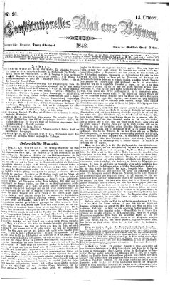 Constitutionelles Blatt aus Böhmen Samstag 14. Oktober 1848