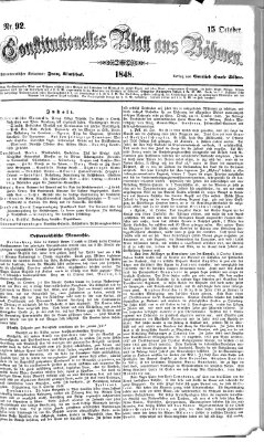 Constitutionelles Blatt aus Böhmen Sonntag 15. Oktober 1848