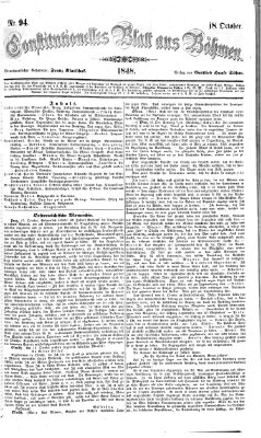 Constitutionelles Blatt aus Böhmen Mittwoch 18. Oktober 1848