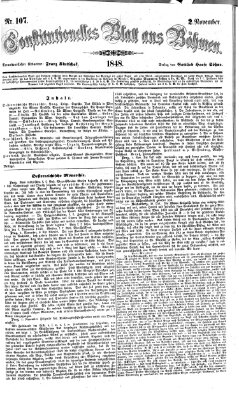 Constitutionelles Blatt aus Böhmen Donnerstag 2. November 1848