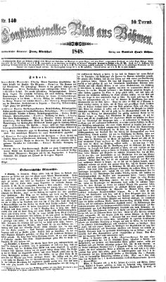 Constitutionelles Blatt aus Böhmen Sonntag 10. Dezember 1848