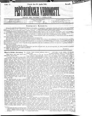 Pešťkbudínske vedomosti Dienstag 23. April 1861