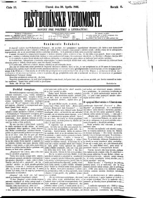 Pešťkbudínske vedomosti Dienstag 30. April 1861