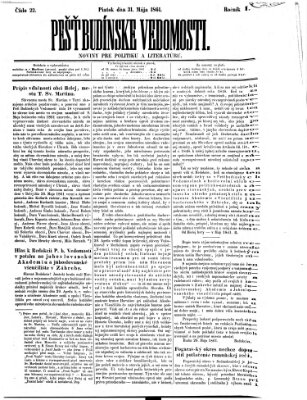 Pešťkbudínske vedomosti Freitag 31. Mai 1861