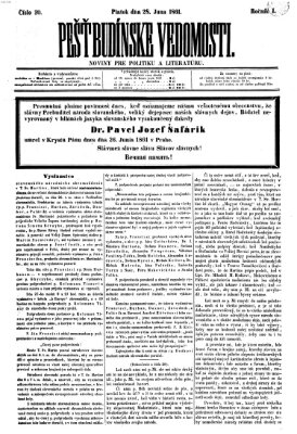 Pešťkbudínske vedomosti Freitag 28. Juni 1861