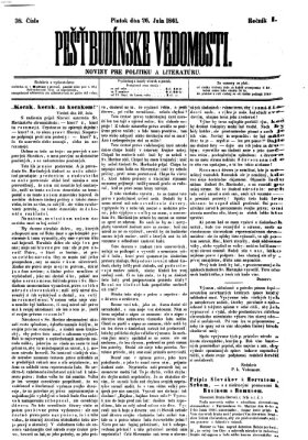 Pešťkbudínske vedomosti Freitag 26. Juli 1861